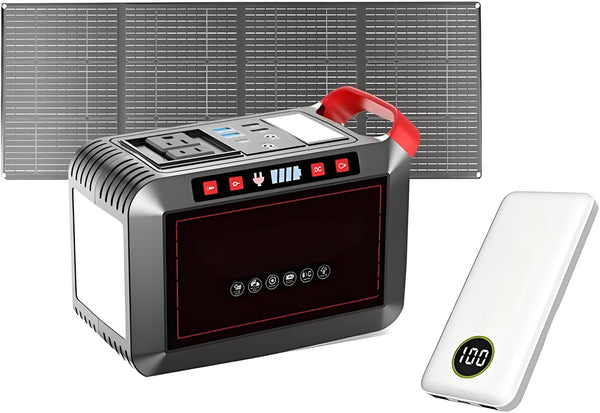 300W Portable Solar Generator with Foldable Panel & Power Bank